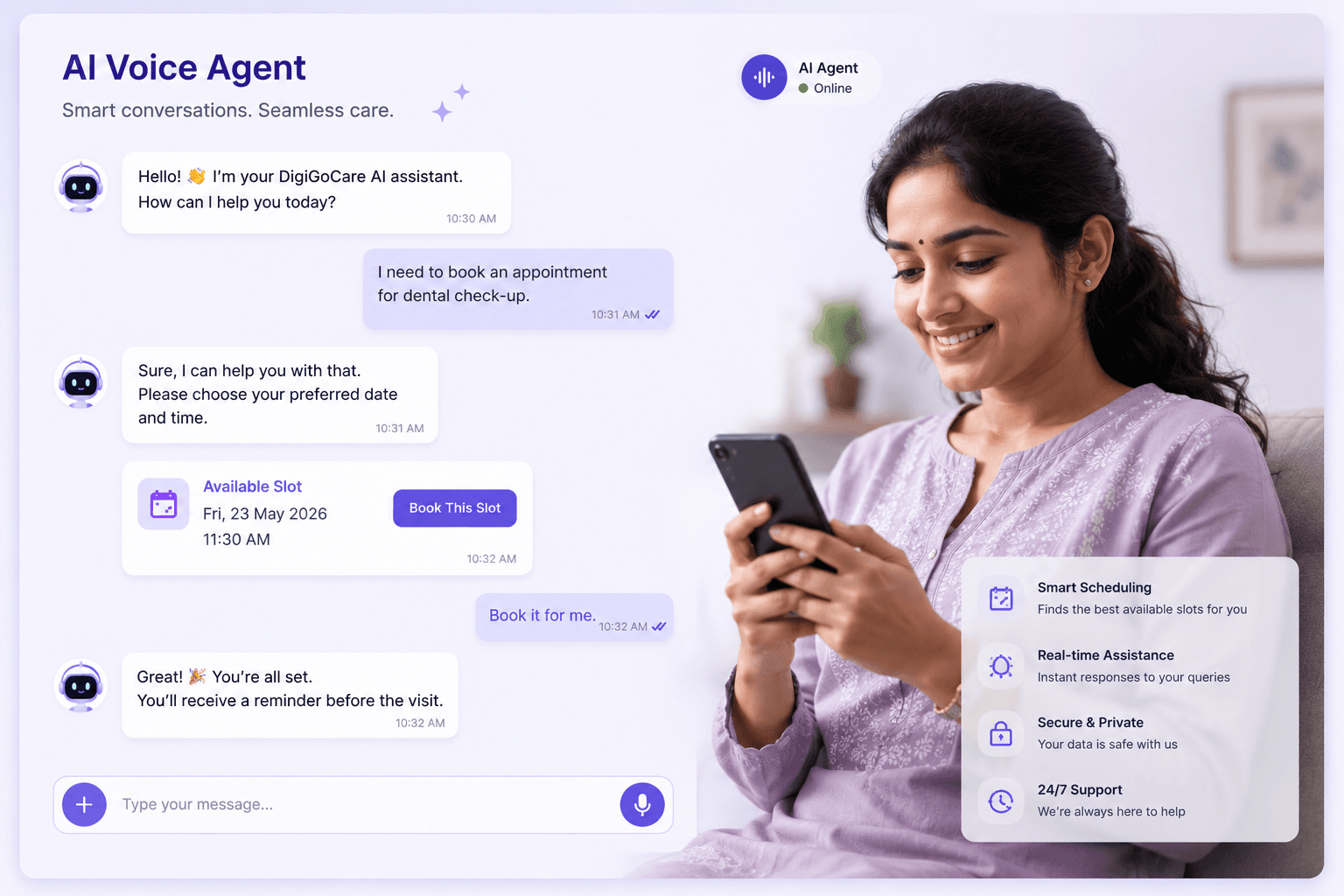 Smart reminders reducing patient no-shows with one-tap confirm