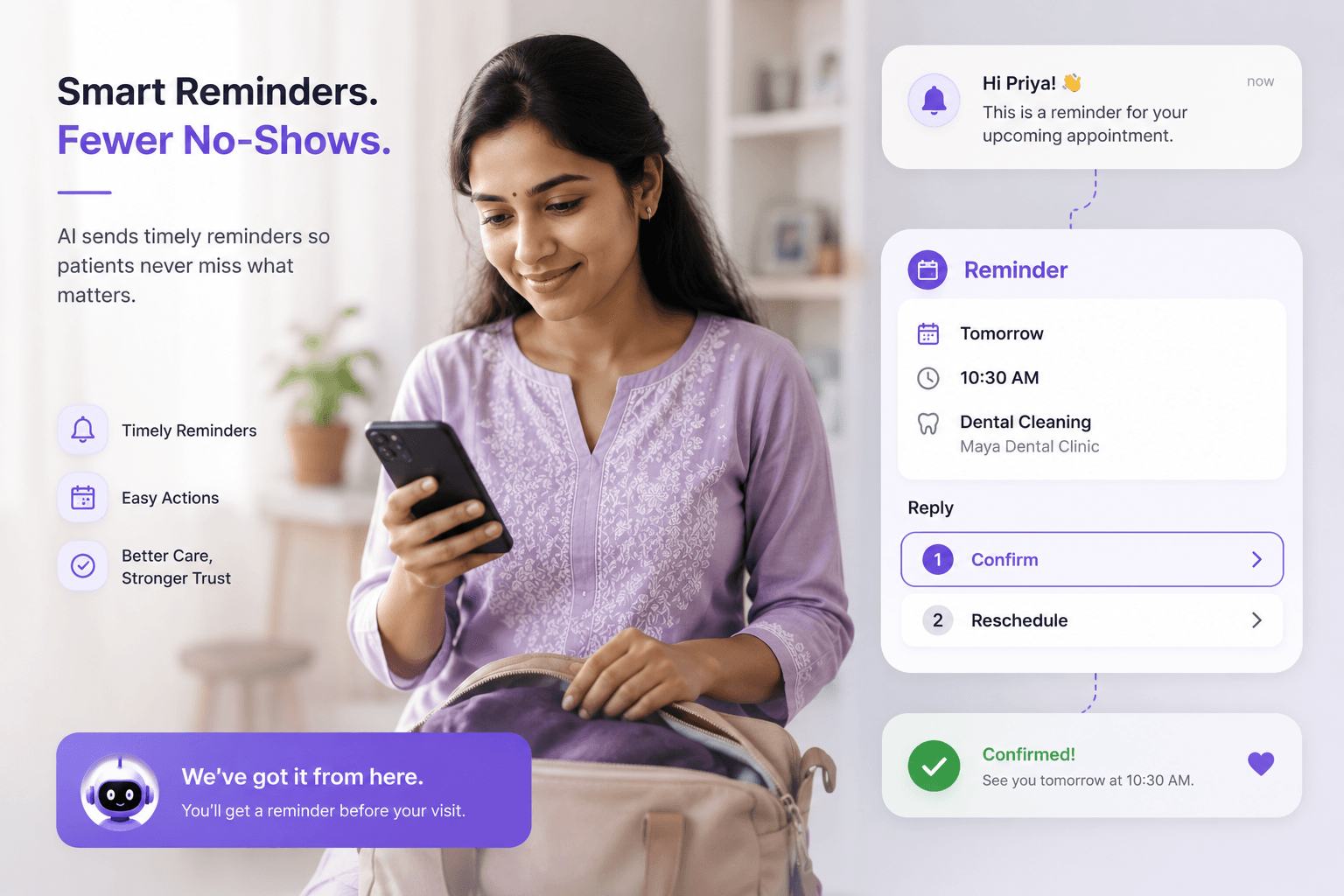 AI voice assistant taking a booking in the patient's own language